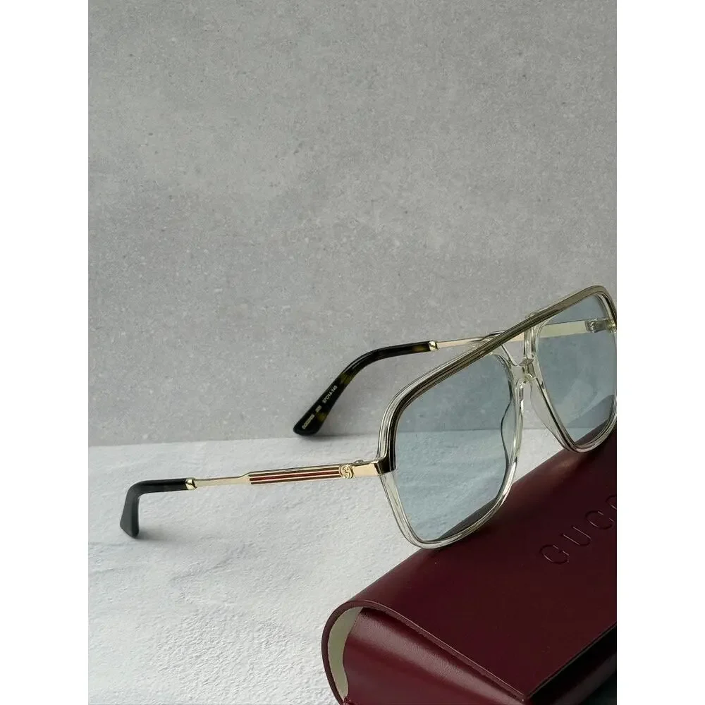 NEW Gucci GG0200S Transparent Blue Lens Unisex Sunglasses